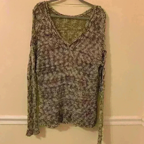 free people grey open knit sweater, size medium, EUC - Picture 1 of 5